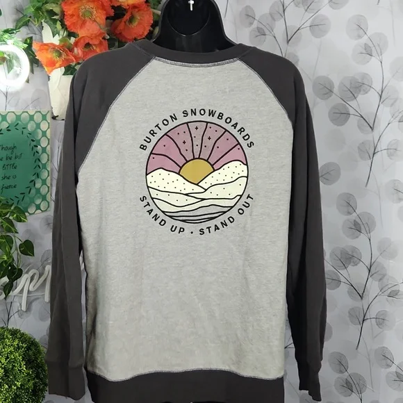 Burton Keeler Crew Gray Raglan Sweatshirt Stand Up Stand Out - Large - Picture 5 of 8